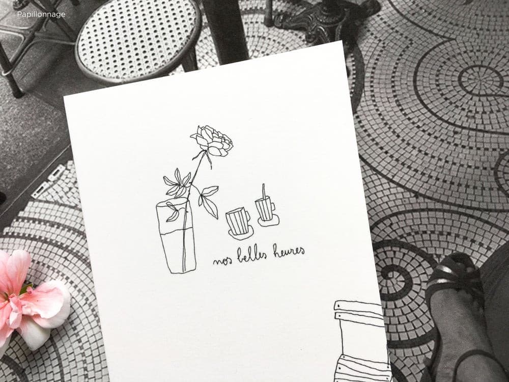 Carte double avec enveloppe "nos belles heures"