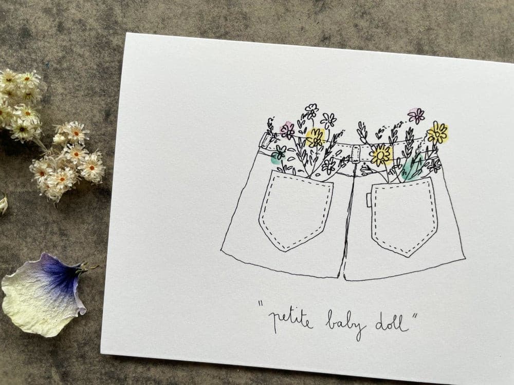 Carte double avec enveloppe "petite baby doll"