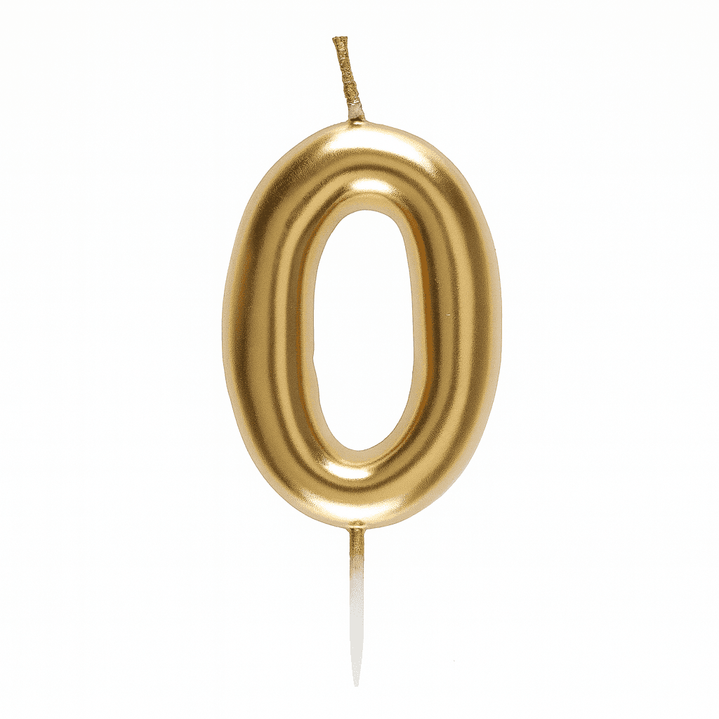 Bougie chiffre dorée 0