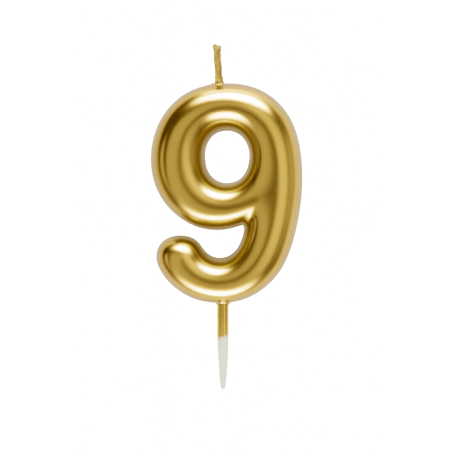 Bougie chiffre dorée 9