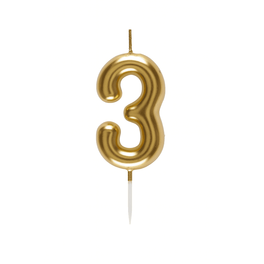 Bougie chiffre dorée 3