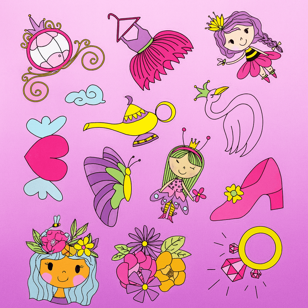 Planche de 12 stickers Princesse