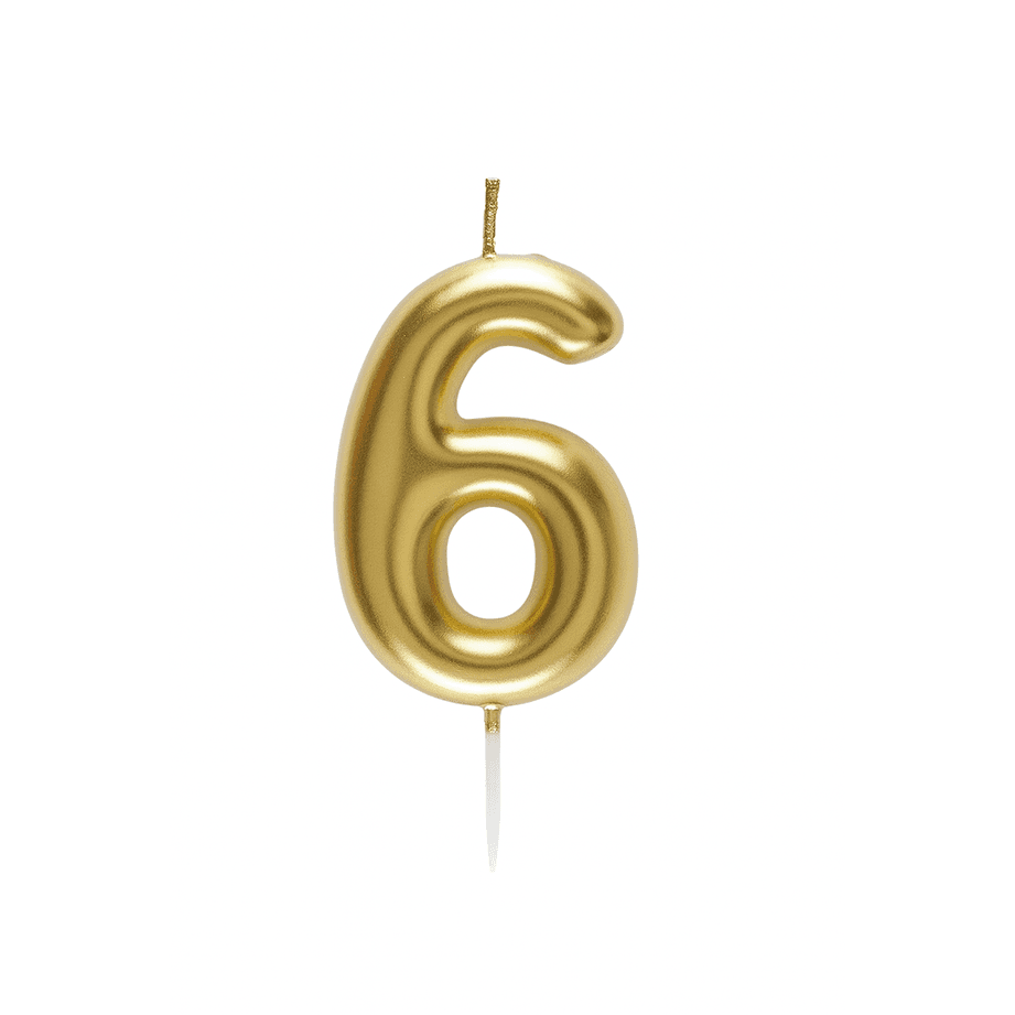 Bougie chiffre dorée 6