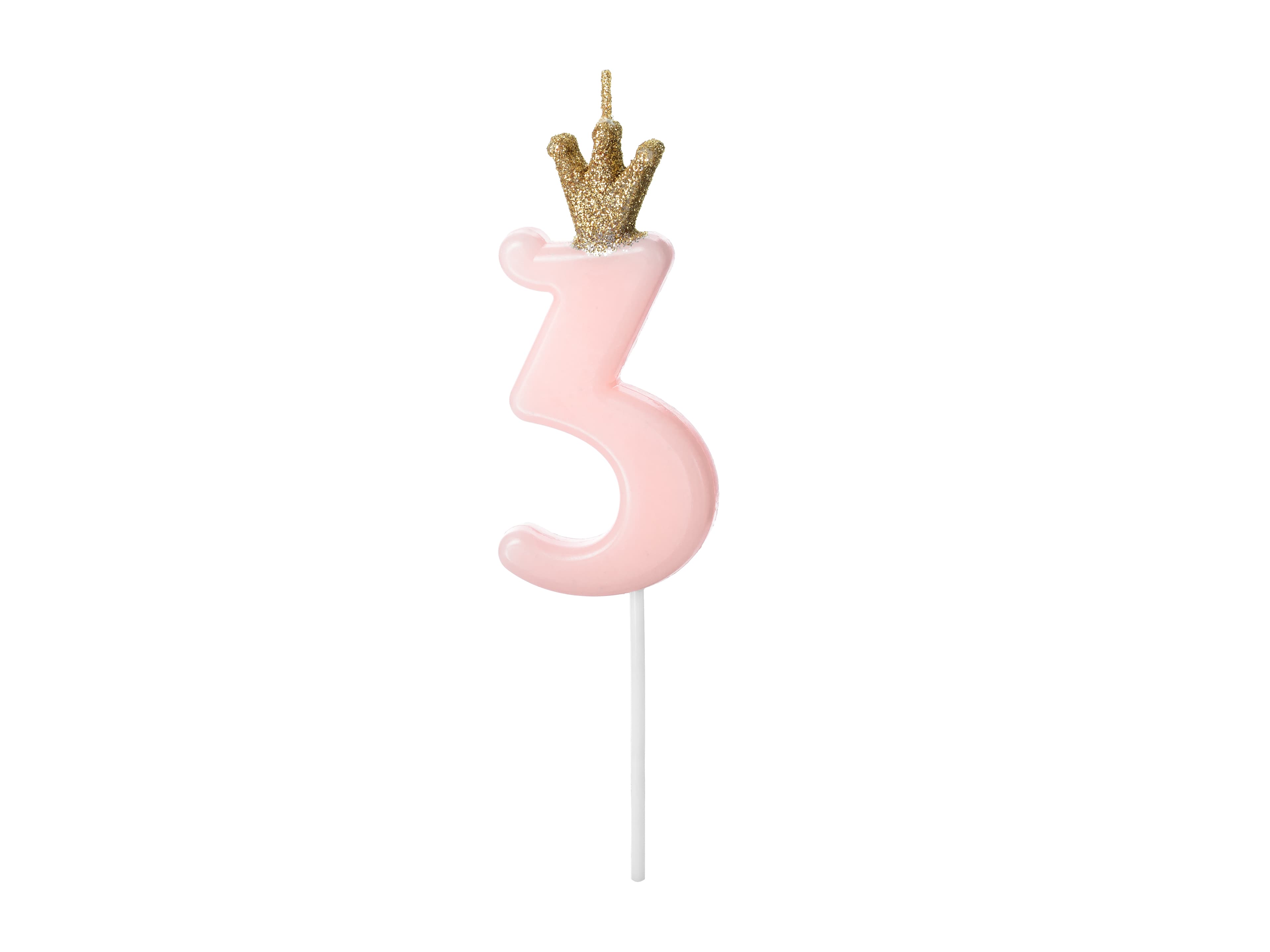 Bougie chiffre avec couronne dorée pailletée 3