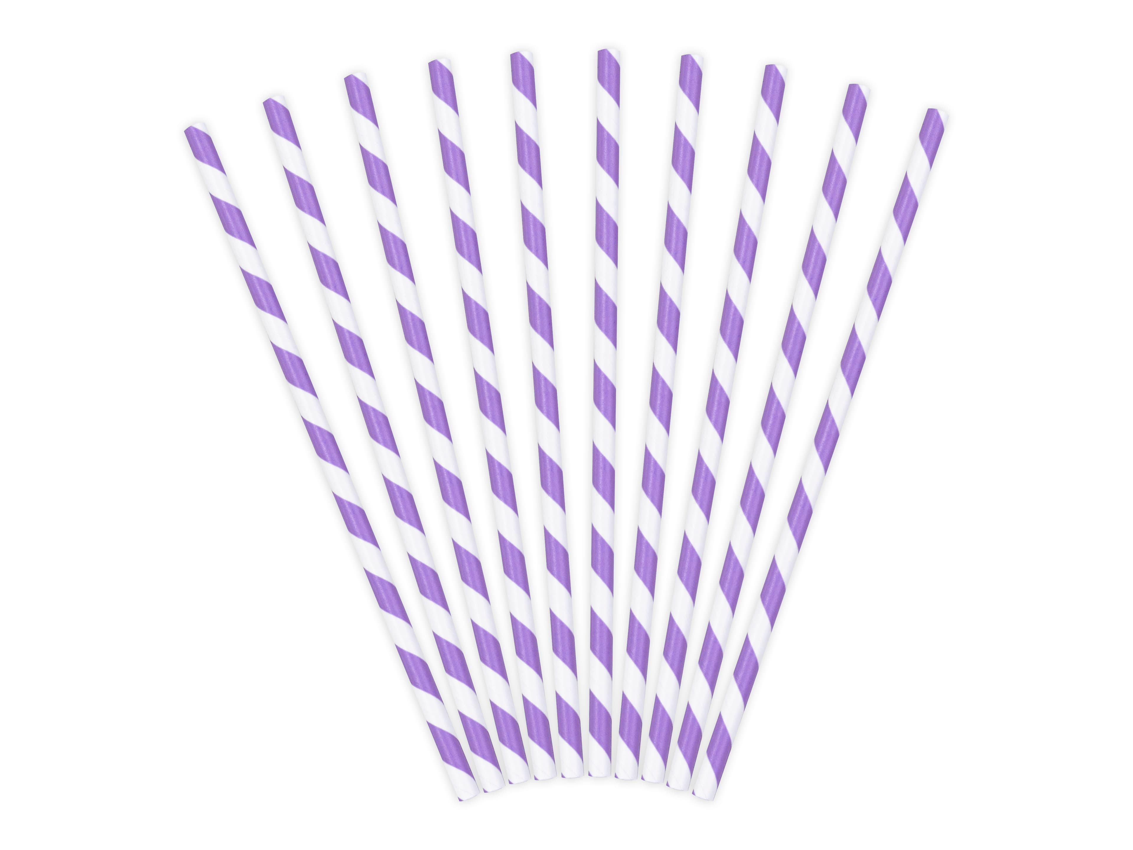 Lot de 10 pailles rayées violettes et blanches