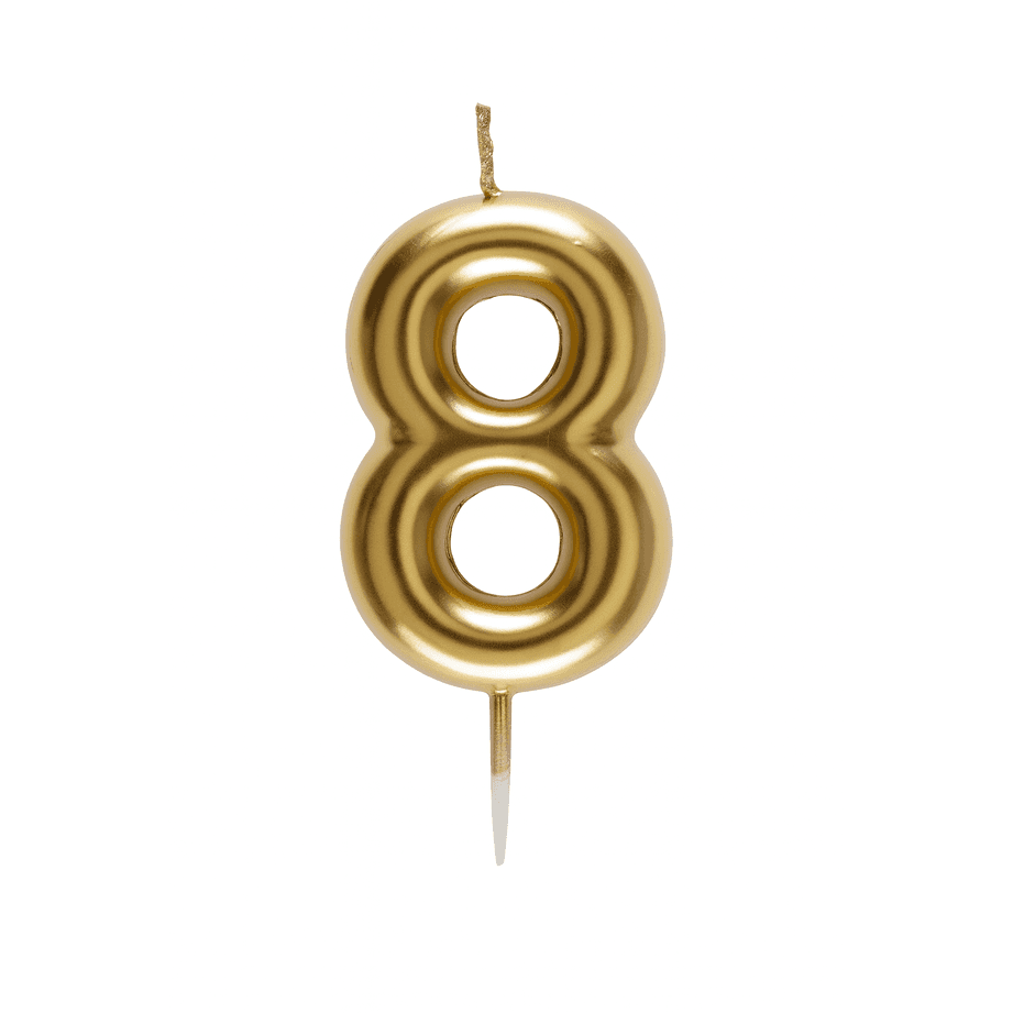 Bougie chiffre dorée 8