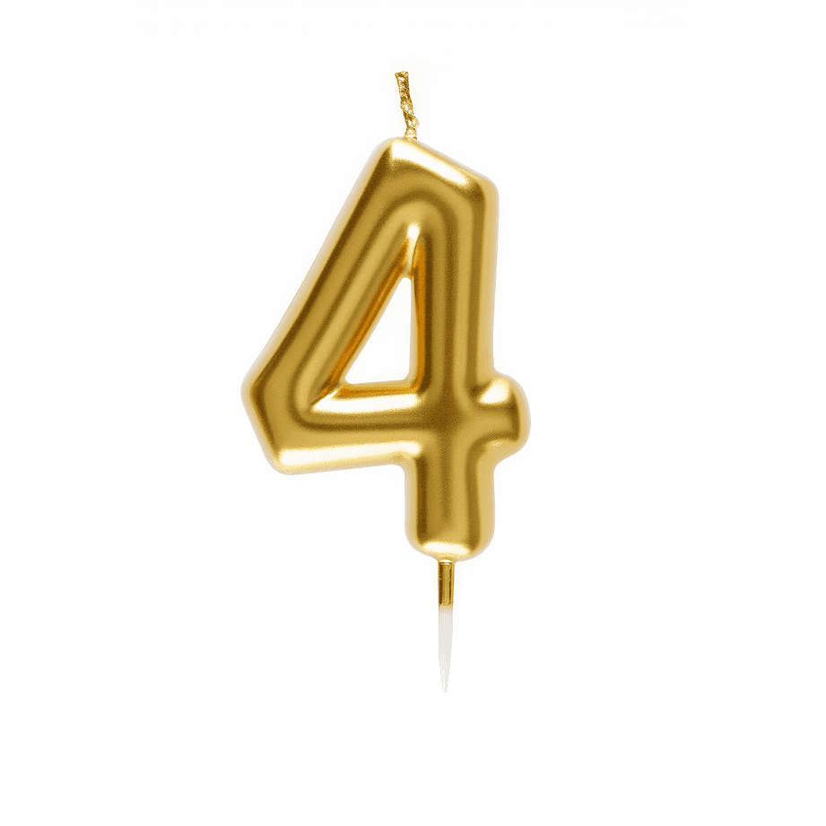 Bougie chiffre dorée 4