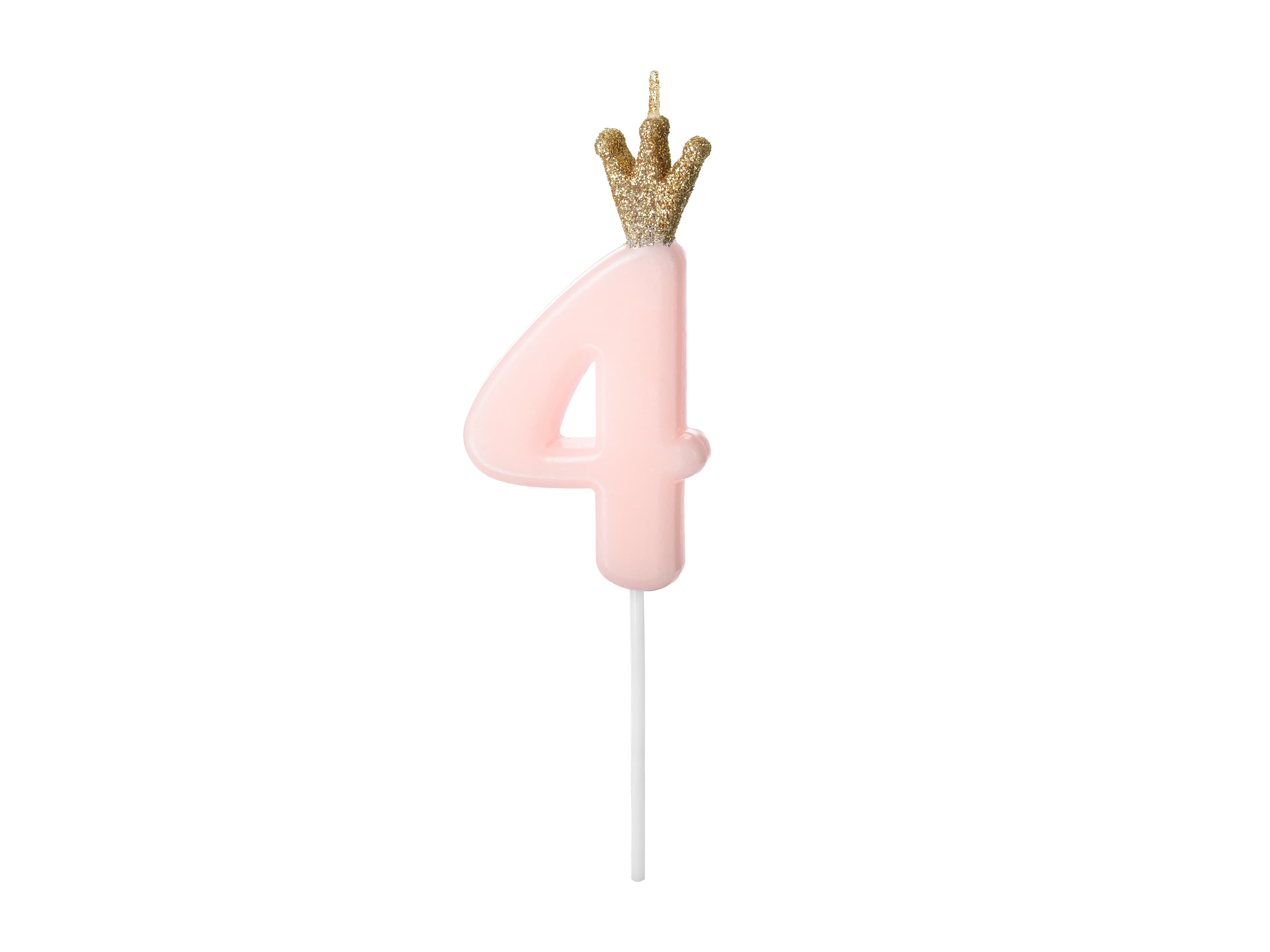 Bougie chiffre avec couronne dorée pailletée 4