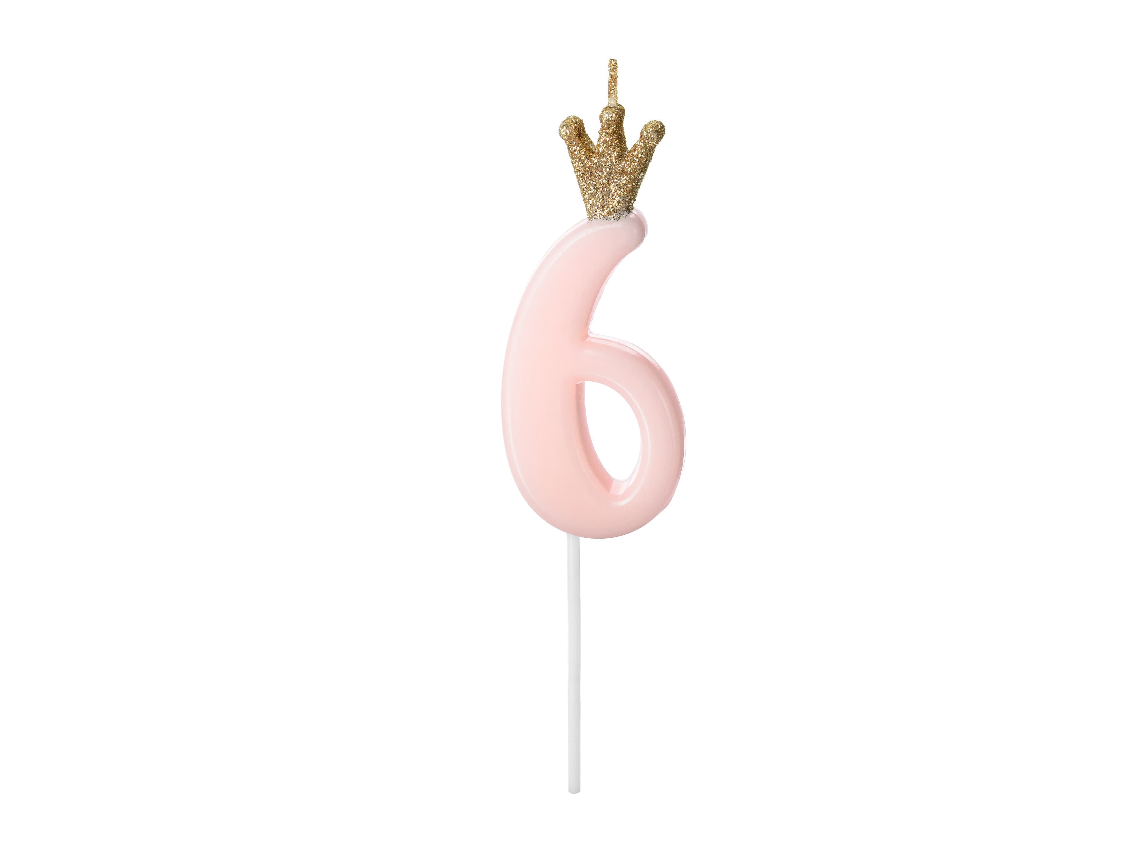 Bougie chiffre avec couronne dorée pailletée 6