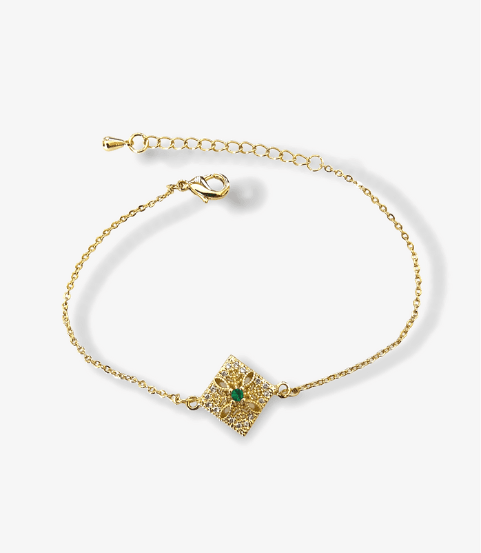 Bracelet Horus, pierre vert émeraude