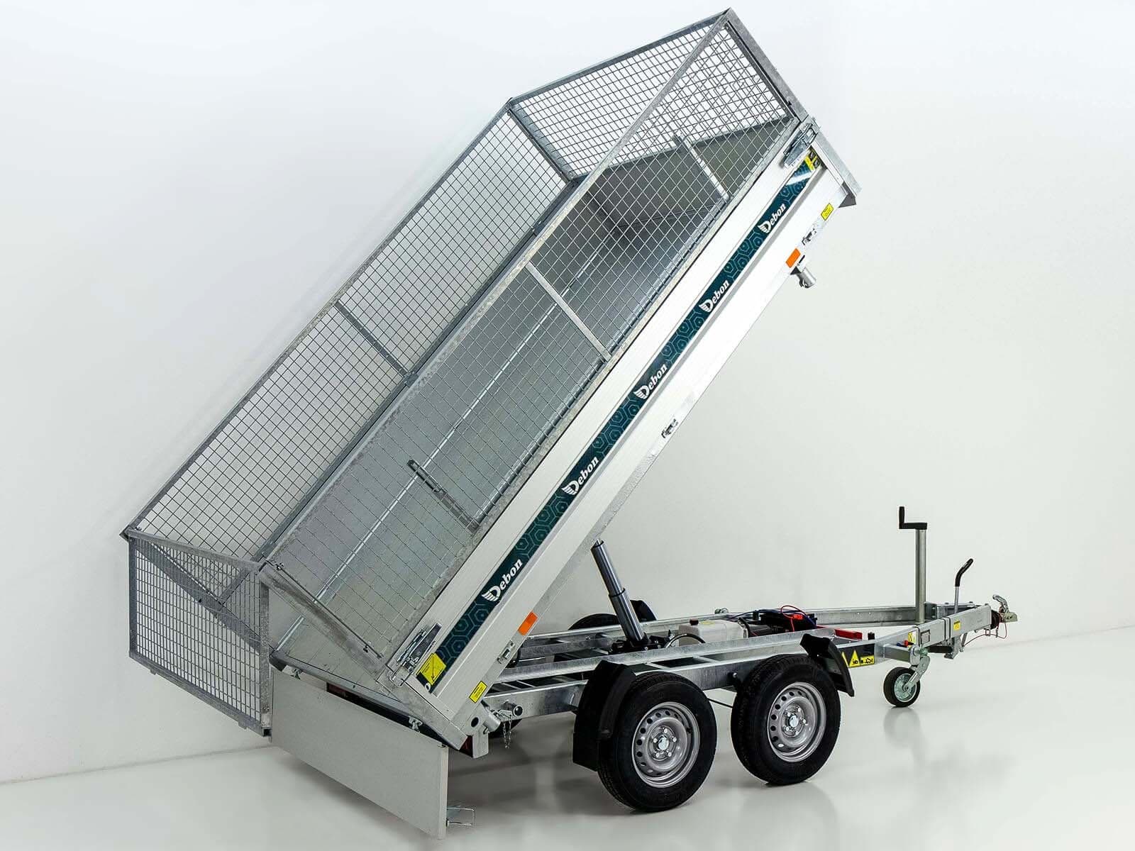 Debon 180×306 2,6 t Triaxial-Kipper – elektrische Pumpe – Gitterwände, Neufahrzeug