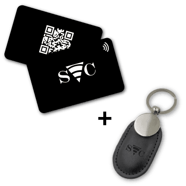Pack SVCard PVC Noir + Porte clés en cuir NFC