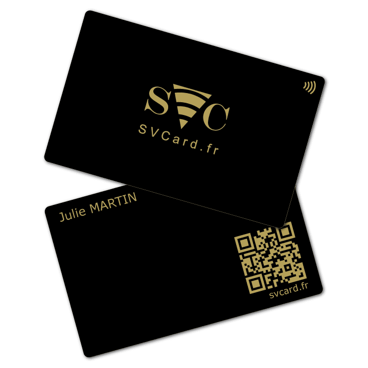 SVCard NFC Métal Noir gravure gold