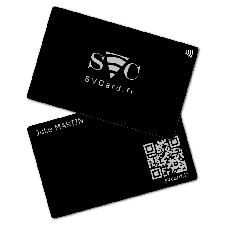 SVCard NFC Métal Noir gravure argentée