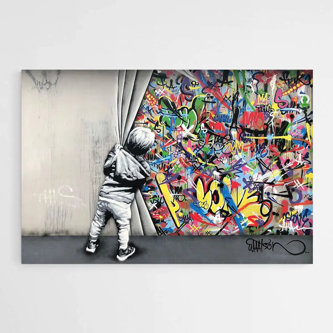 Tableau Street Art Graffiti Banksy Tableau monté sur châssis 60x90