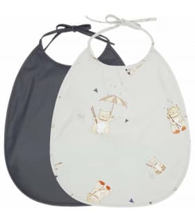 Lot de 2 Bavoirs à Répas Bébé - Miso Raindrops / Turbulence