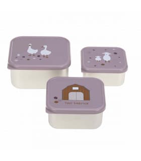 Lot de 3 Boites à Goûter en Inox - Tiny Farmer Lilas