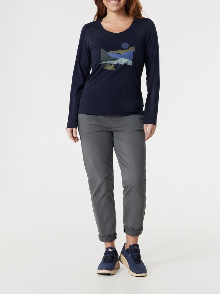 T-shirt manches longues Kharitee - Couleur bleu marine - Pour Femme - TBS - Taille S