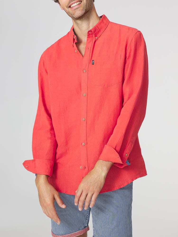 Chemise manches longues Lynerche - Couleur rose/rouge - Pour Homme - TBS - Taille XL