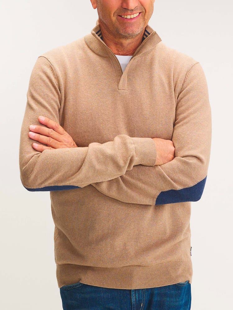 Pull col camionneur Malikcam - Couleur beige - Pour Homme - TBS - Taille S