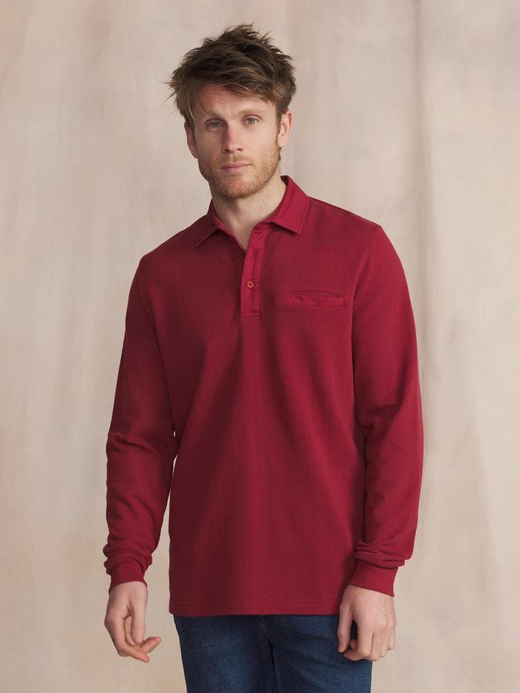 Polo manches longues Cavezpol - Couleur rose/rouge - Pour Homme - TBS - Taille L