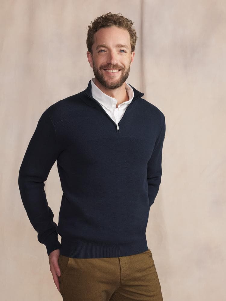 Pull col camionneur Nouvicam - Couleur bleu marine - Pour Homme - TBS - Taille S