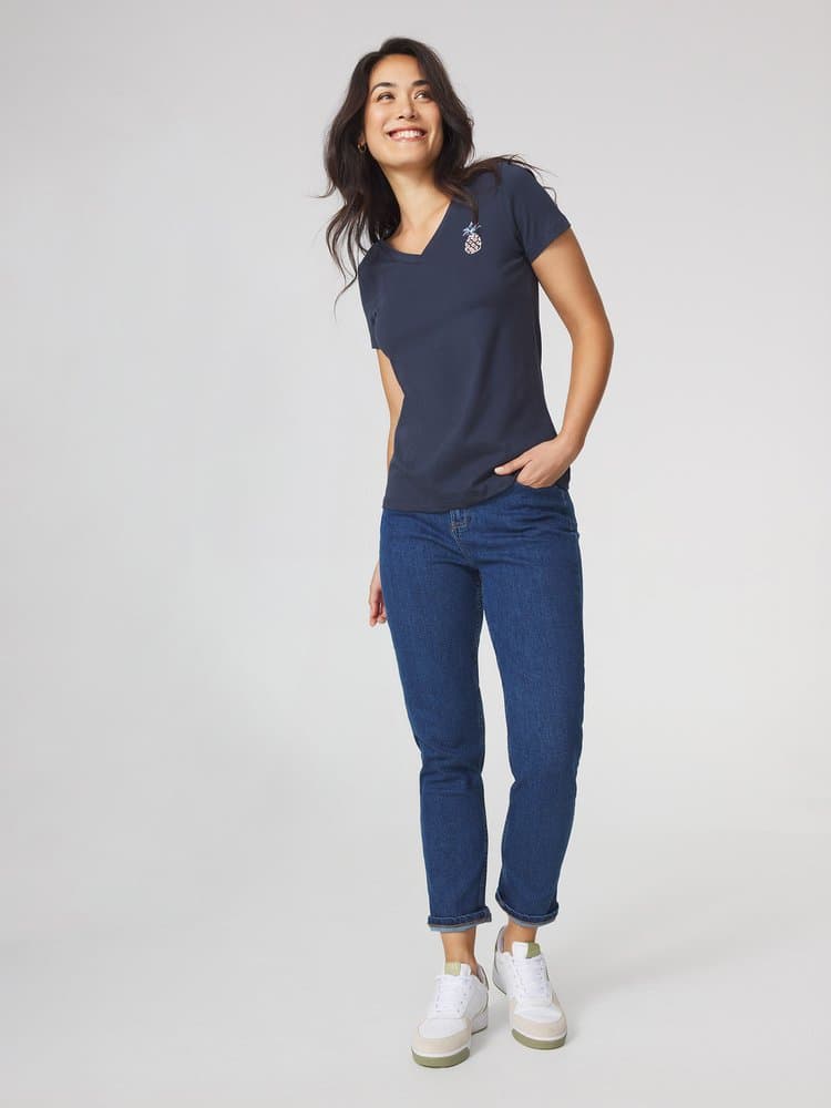 T-shirt manches courtes Kessytee - Couleur bleu marine - Pour Femme - TBS - Taille XL