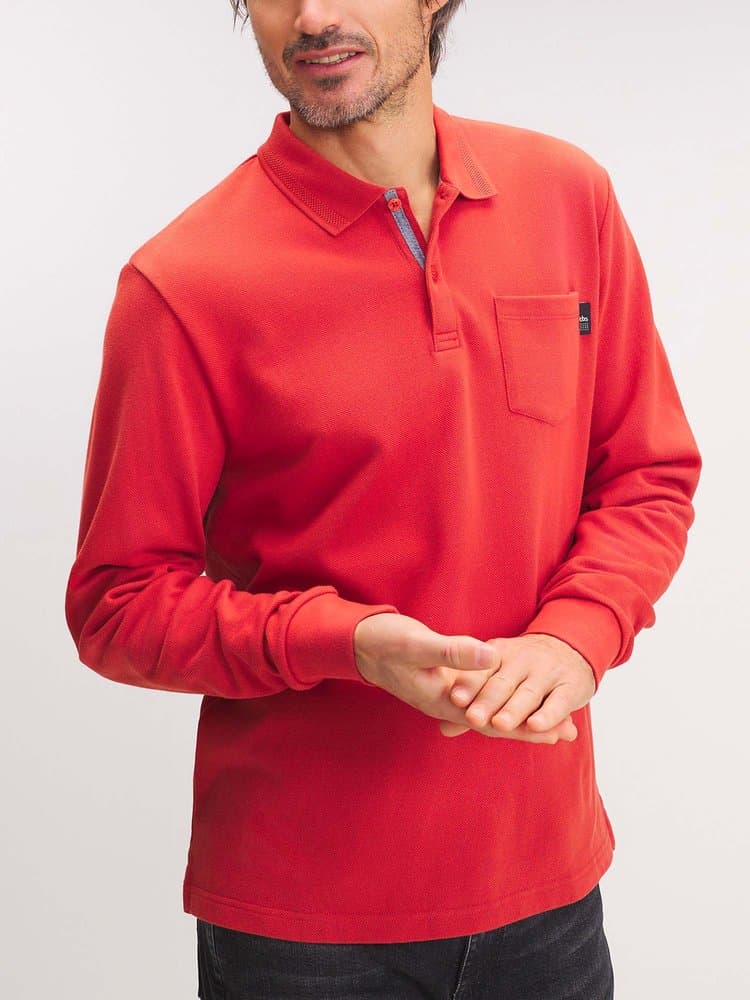 Polo manches longues Nyckopol14116 - Couleur rose/rouge - Pour Homme - TBS - Taille XL