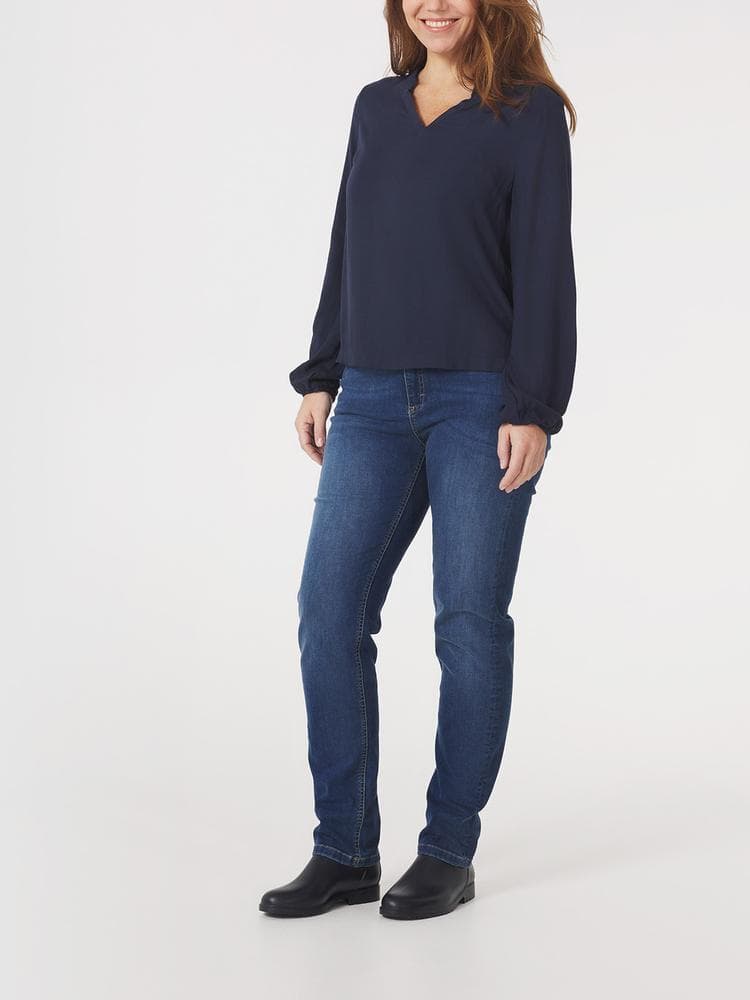 Blouse col v Anaelmis - Couleur bleu marine - Pour Femme - TBS - Taille 46