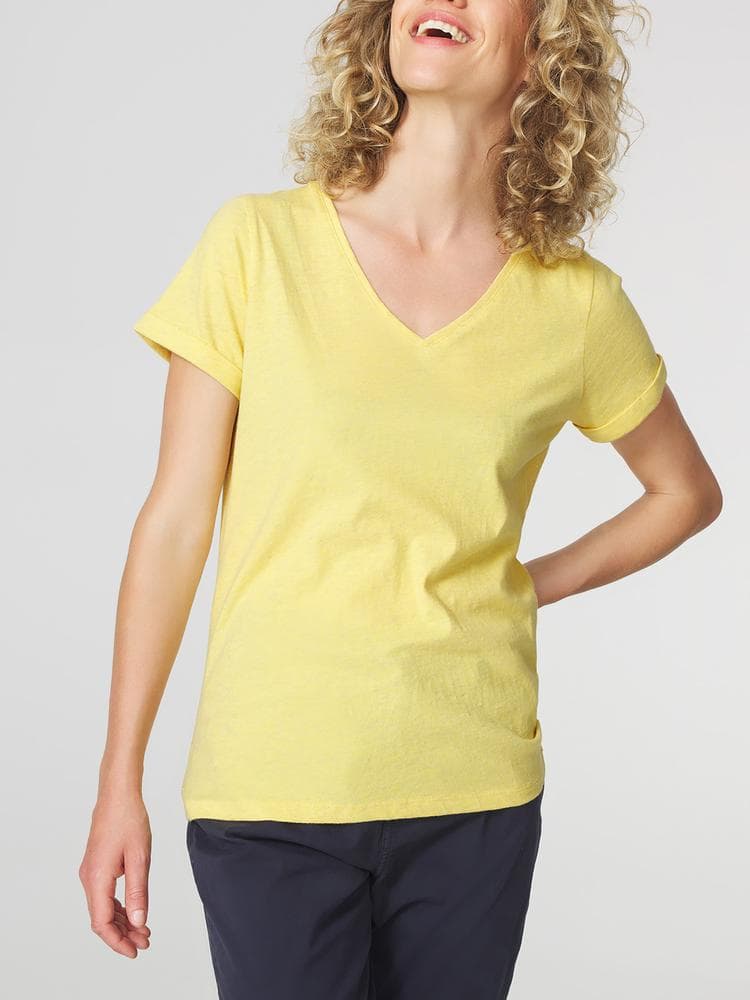 T-shirt manches courtes Adinatee - Couleur jaune/orange - Pour Femme - TBS - Taille S