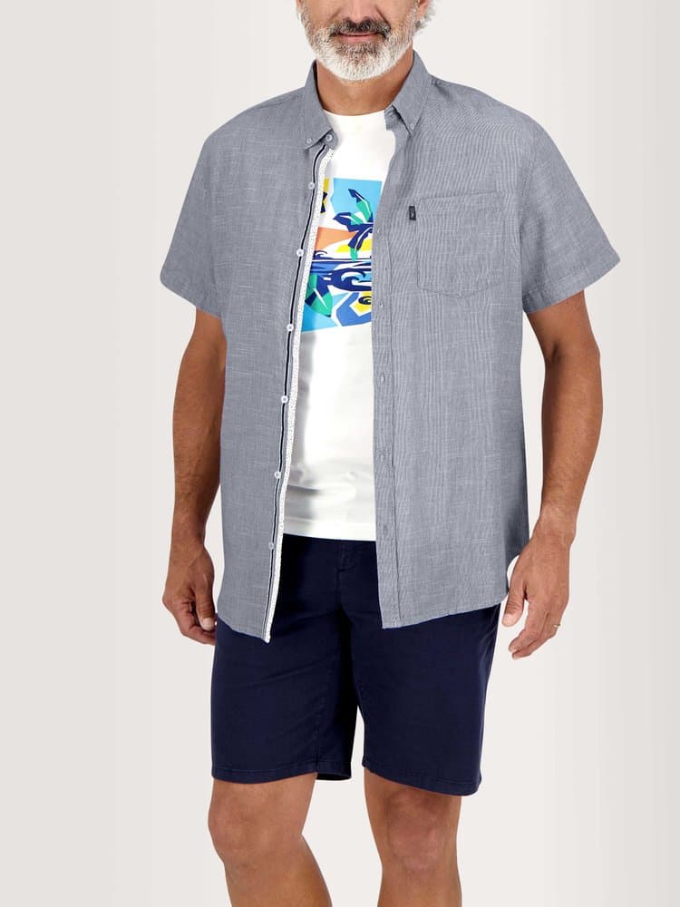 Chemise manches courtes Calelcha - Couleur bleu marine - Pour Homme - TBS - Taille 3XL