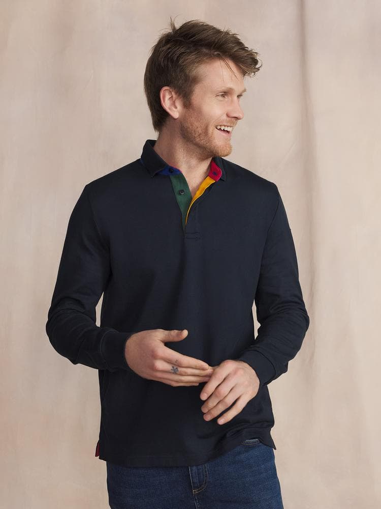 Polo manches longues Jonnapol - Couleur bleu marine - Pour Homme - TBS - Taille XL