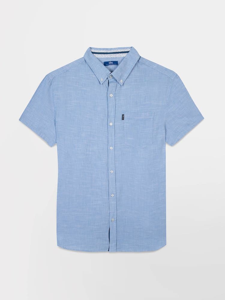 Chemise manches courtes Calelcha - Couleur bleu - Pour Homme - TBS - Taille S