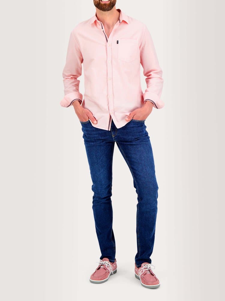 Chemise manches longues Brodyche - Couleur rose/rouge - Pour Homme - TBS - Taille M