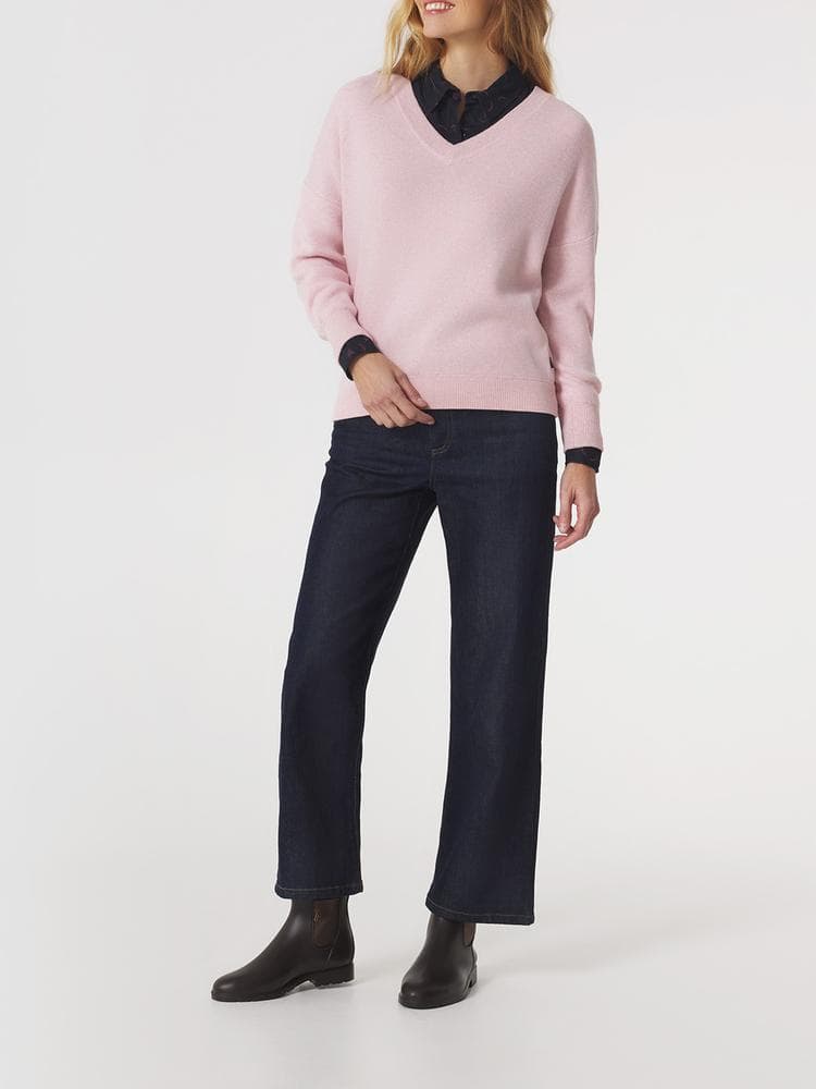 Pull col v Enolaver - Couleur rose/rouge - Pour Femme - TBS - Taille XXL