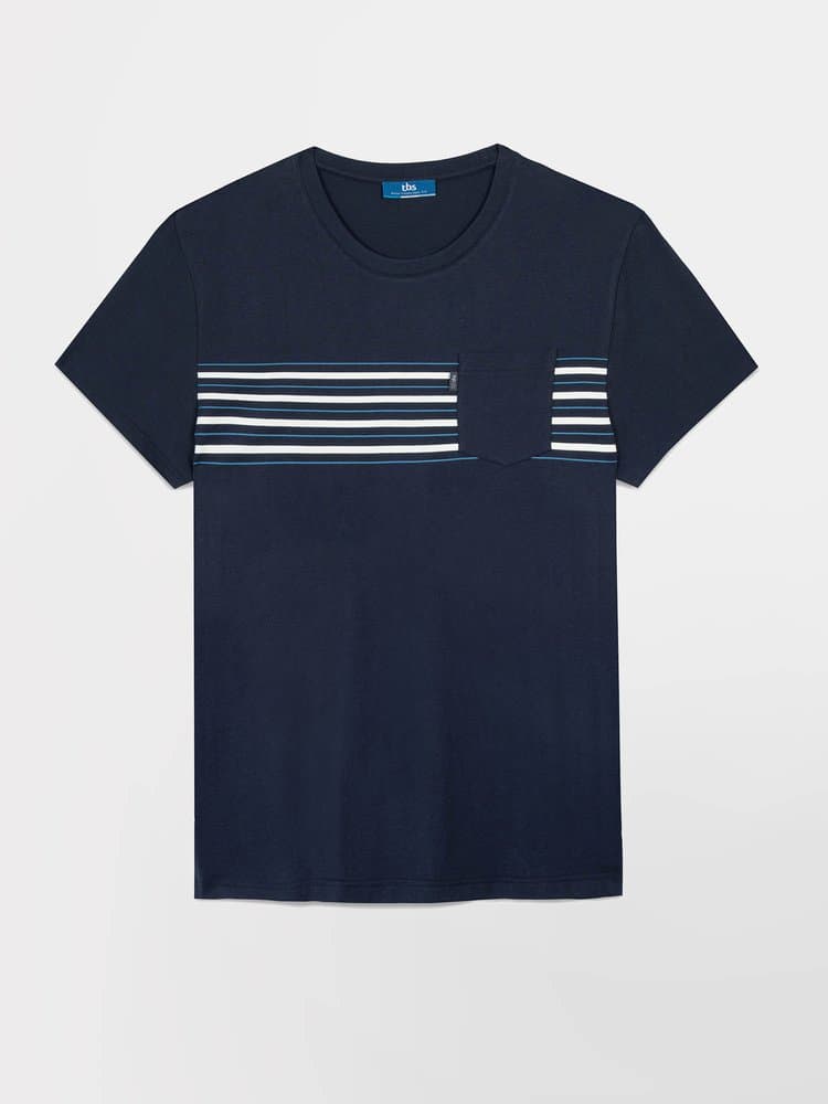 T-shirt manches courtes Amoritee - Couleur bleu marine - Pour Homme - TBS - Taille S