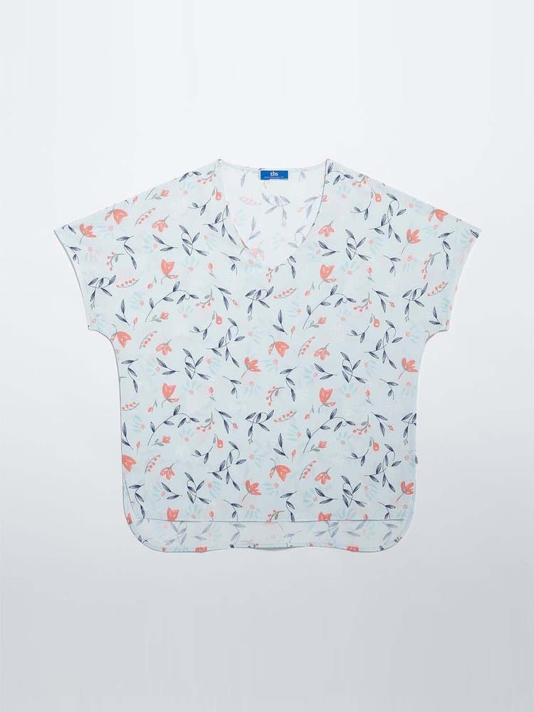 Blouse col v Alikamis19482 - Couleur bleu - Pour Femme - TBS - Taille 42