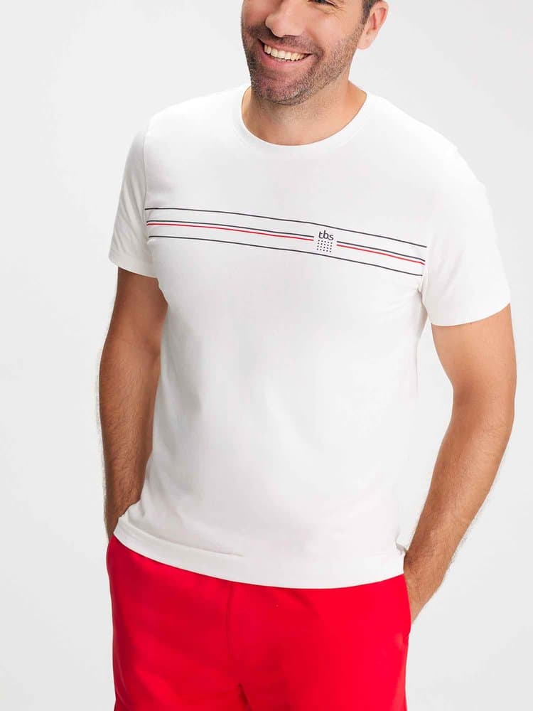 T-shirt manches courtes Leroytee14017 - Couleur blanc/ecru - Pour Homme - TBS - Taille 3XL