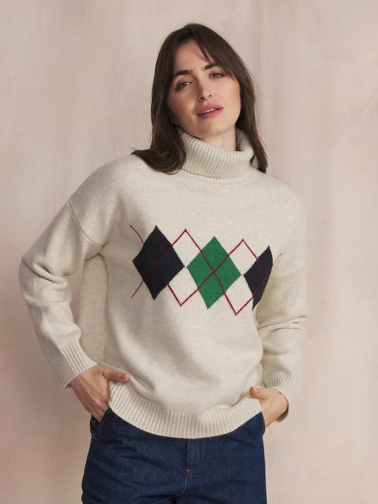 Pull col roulé Burlicol - Couleur blanc/ecru - Pour Femme - TBS - Taille XXL