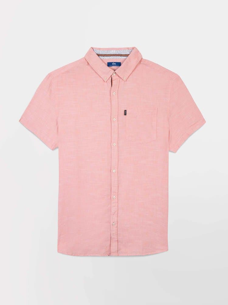 Chemise manches courtes Calelcha - Couleur rose/rouge - Pour Homme - TBS - Taille M