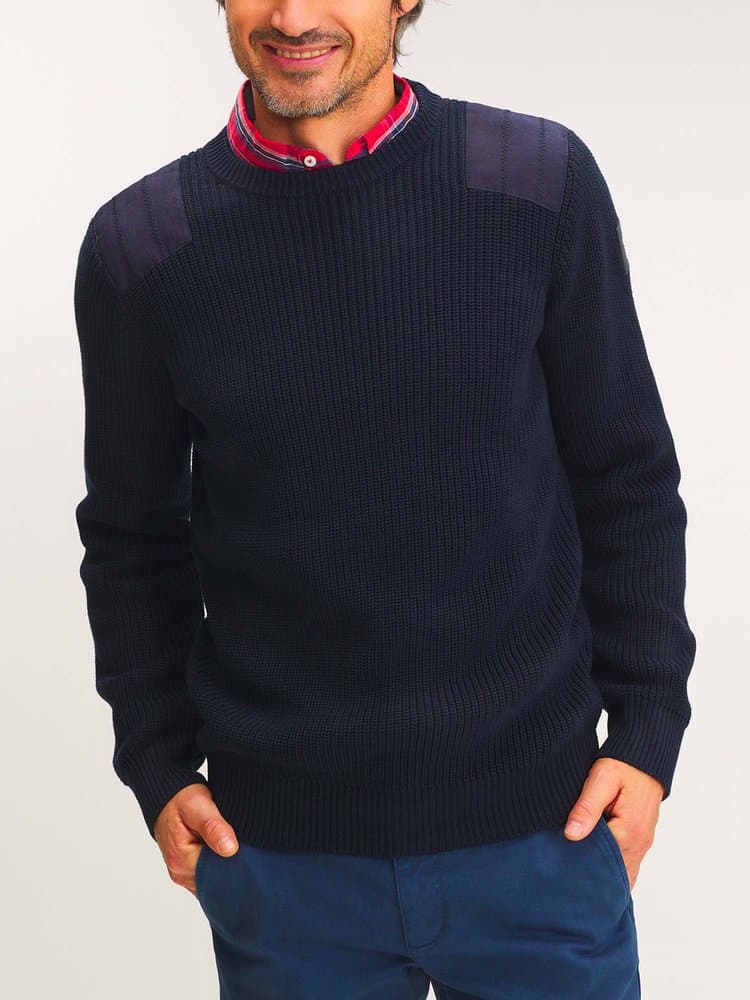 Pull col rond Heberpul - Couleur bleu marine - Pour Homme - TBS - Taille XL