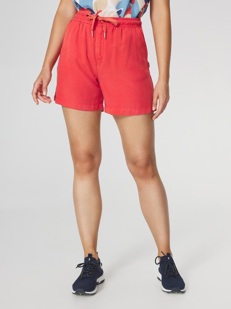 Bermuda ceinture élastiquée Myrnober - Couleur rose/rouge - Pour Femme - TBS - Taille 40