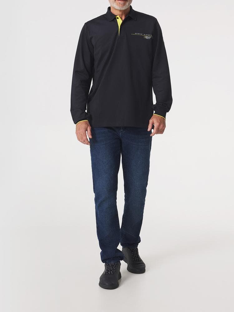 Polo manches longues Kobzapol - Couleur bleu marine - Pour Homme - TBS - Taille XXL