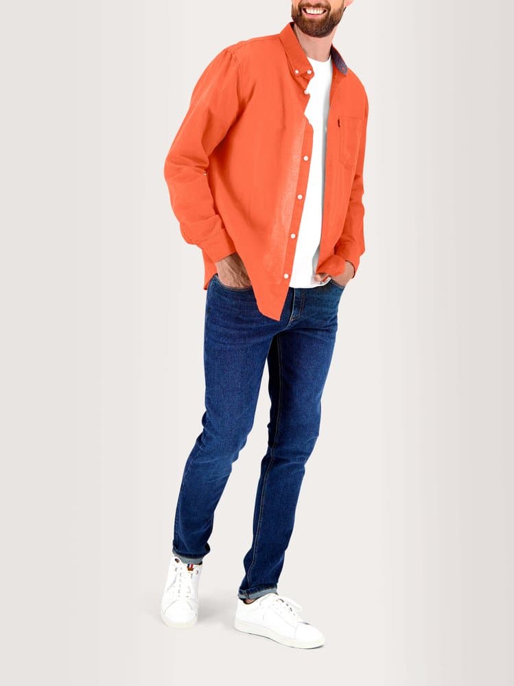 Chemise manches longues Lynerche - Couleur rose/rouge - Pour Homme - TBS - Taille XL