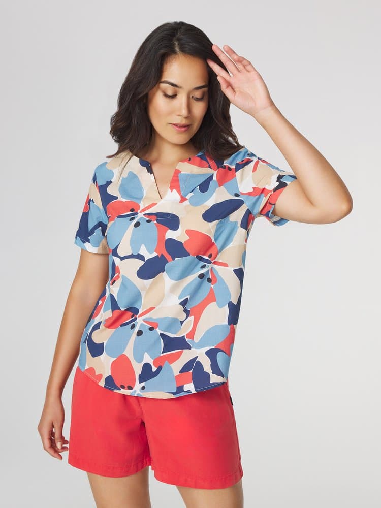 Blouse col v Aglaemis - Couleur bleu - Pour Femme - TBS - Taille 42