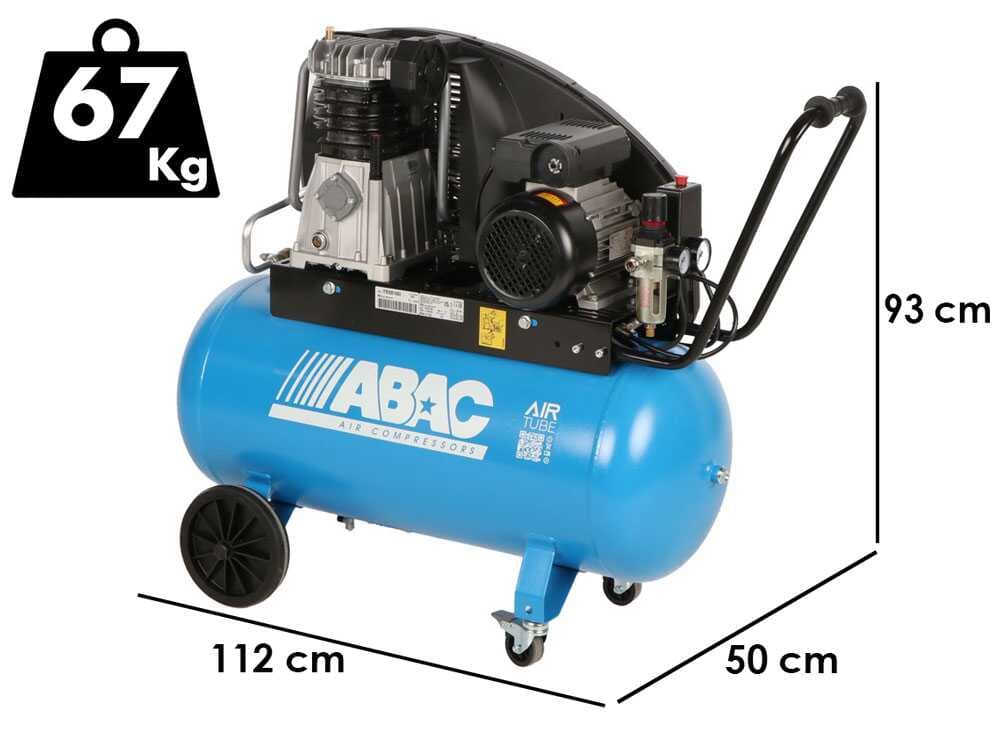 ABAC EXP A39B 90 CM3 - Einphasiger elektrischer Luftkompressor mit Riemenantrieb - Motor 3 PS - 90 Liter