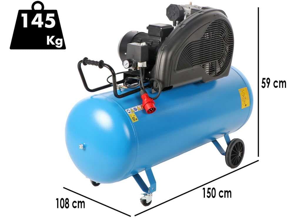 ABAC EXP A49B 270 CT5,5 – Drehstrombetriebener Elektroluftkompressor mit Riemenantrieb – 5,5-PS-Motor – 270 Liter