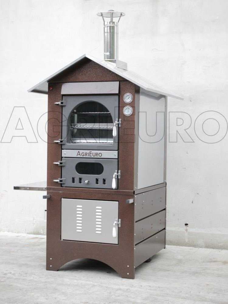 AgriEuro Medius 80 Deluxe EXT - Holzbackofen für draußen aus Edelstahl - kupferfarben