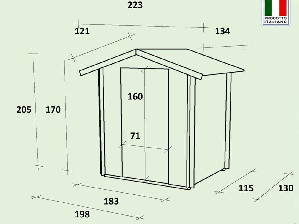 Alce Livia 198x130 Lärche – Gerätehaus aus Holz – Mit Frontfenster – 198x130x205 cm