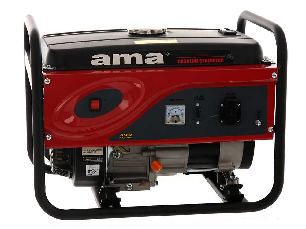 AMA QF2500 - Leiser Benzin-Stromerzeuger mit AVR-Regelung 2.8 kW - Dauerleistung 2.6 kW - 230V